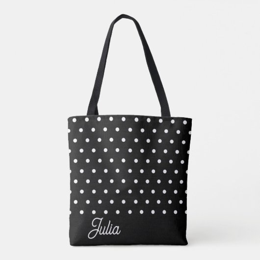 Tote Bag Motif Polka Noir Blanc Élégant Personnalisé (Dos)