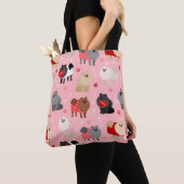 Tote Bag Motif Pomeranian Valentine (De près)