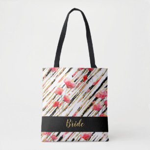 Tote Bag *~* Motif Poppy Or Noir Blanc Rouge