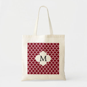 Tote Bag Motif Quatrefoil Monogram Bourgogne personnalisé