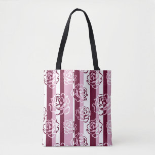 Tote Bag Motif rayé avec des roses
