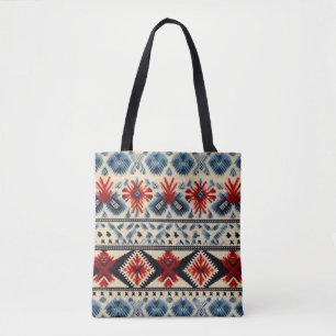 Tote Bag Motif rayé de broderie folklorique traditionnelle