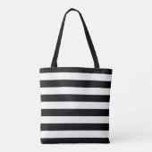Tote Bag Motif rayé moderne noir et blanc Nom personnalisé (Dos)