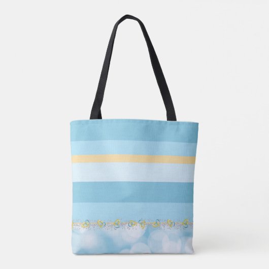 Tote Bag Motif rayé monogramme bleu (Dos)