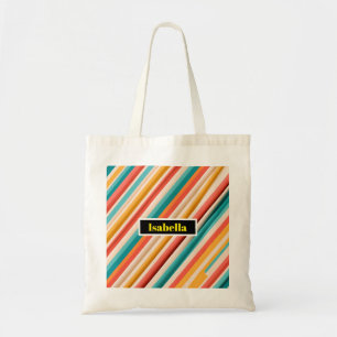 Tote Bag Motif rayé rétro personnalisé Fourre-tout Coloré