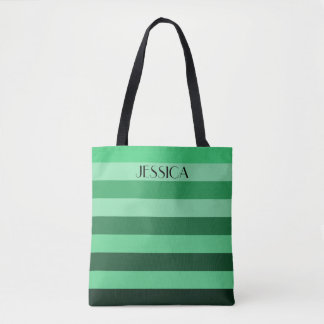 Tote Bag Motif rayé vert élégant Nom