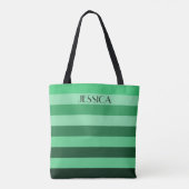 Tote Bag Motif rayé vert élégant Nom (Dos)