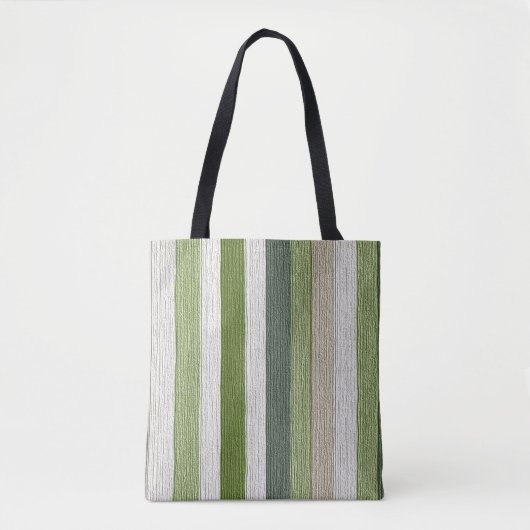 Tote Bag Motif rayé vert et crème (Devant)