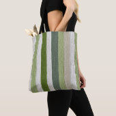 Tote Bag Motif rayé vert et crème (De près)