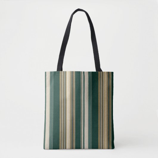 Tote Bag Motif rayé vert et crème classique (Devant)