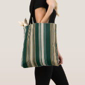 Tote Bag Motif rayé vert et crème classique (De près)