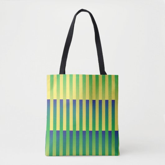 Tote Bag Motif rayé vert jaune bleu (Devant)