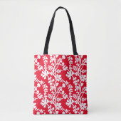 Tote Bag Motif répété Floral Rouge Et Blanc (Devant)