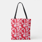 Tote Bag Motif répété Floral Rouge Et Blanc (Dos)