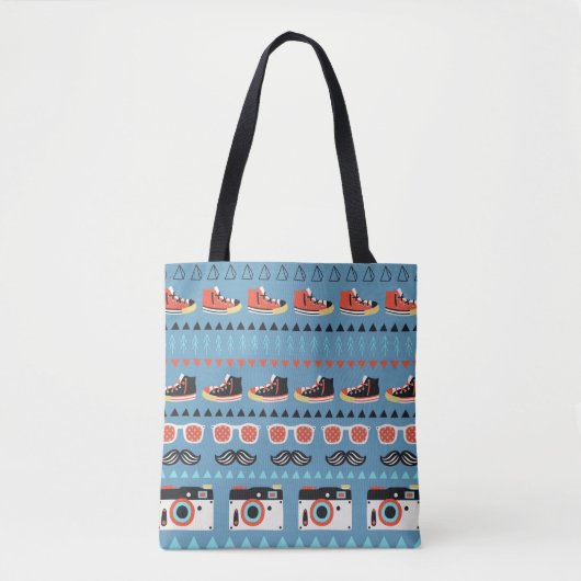 Tote Bag Motif rétro hipster transparent (Devant)
