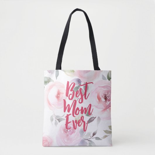 Tote Bag Motif Rose aquarelle | Cadeau pour maman | (Devant)