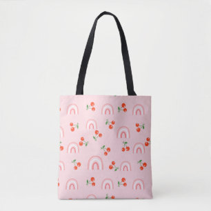 Tote Bag Motif rose arc-en-ciel cerise