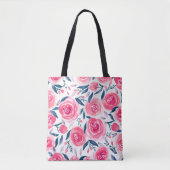Tote Bag Motif Rose d'aquarelle rose (Devant)