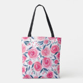 Tote Bag Motif Rose d'aquarelle rose (Dos)