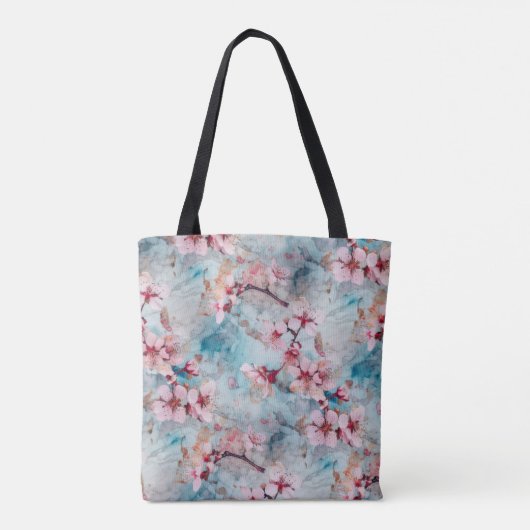 Tote Bag Motif rose et bleu cerisier (Dos)
