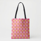 Tote Bag Motif rose Kawaii avec crème glacée aux fraises (Devant)