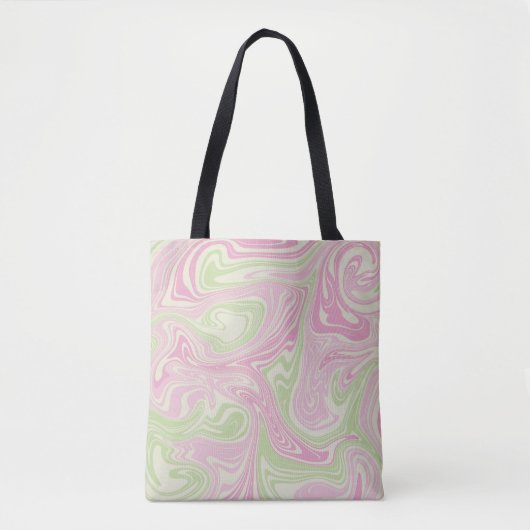Tote Bag Motif rose vert à bille liquide (Devant)