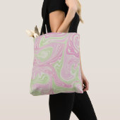 Tote Bag Motif rose vert à bille liquide (De près)