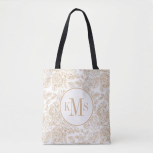 Tote Bag Motif Rose Vintage beige