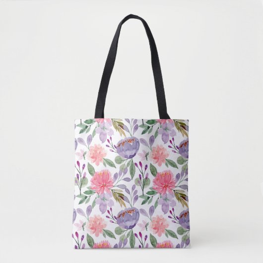 Tote Bag Motif rose Vintage Lilac Lavender (Devant)