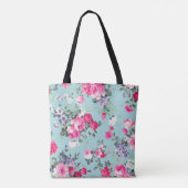 Tote Bag Motif Rose Vintage Monogramme personnalisé (Dos)