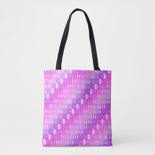 Tote Bag Motif rose violet lettre de natation (Devant)