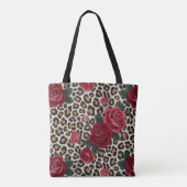 Tote Bag Motif Roses Rouges Léopard (Dos)