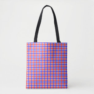 Tote Bag Motif rouge bleu En vichy