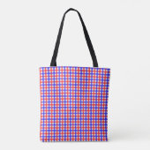 Tote Bag Motif rouge bleu En vichy (Dos)
