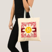 Tote Bag Motif rouge de damassé ; Marguerite (Devant (produit))