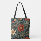 Tote Bag Motif rouge fleur sauvage William Morris Style (Dos)