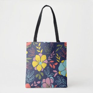 Tote Bag Motif sans couture à fleurs tendance. Petit étage