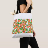 Tote Bag Motif sans couture avec aquarelle fruit mandarin e (De près)