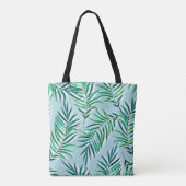 Tote Bag Motif sans couture avec branches de palmiers. Aqua (Dos)