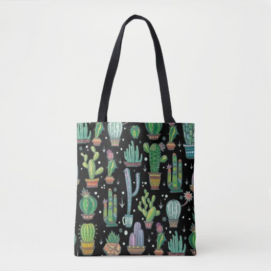 Tote Bag Motif sans couture avec cactus mignons (Devant)