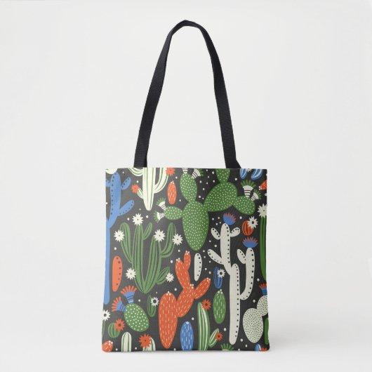 Tote Bag motif sans couture avec cactus sur arrière - plan (Devant)