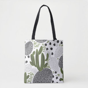 Tote Bag motif sans couture avec cactus sur arrière - plan