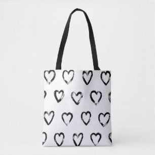 Tote Bag Motif sans couture avec coeur dessiné à la main