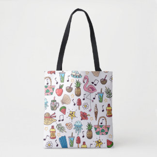 Tote Bag Motif sans couture avec des éléments d'été. illust