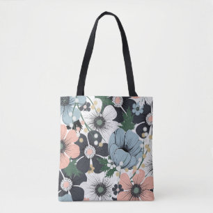 Tote Bag Motif sans couture avec des fleurs délicates dessi
