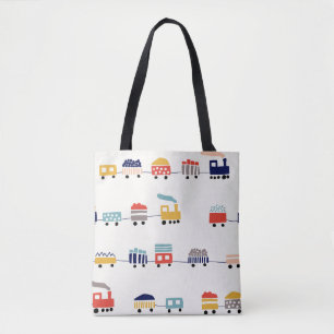 Tote Bag Motif sans couture avec des trains de couleurs mig