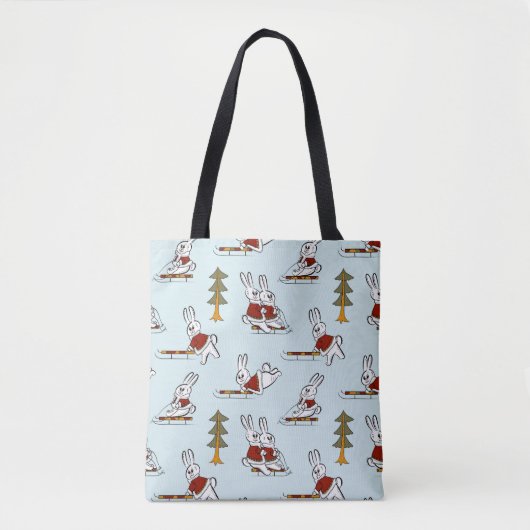 Tote Bag Motif sans couture avec différents lapins sur les  (Devant)