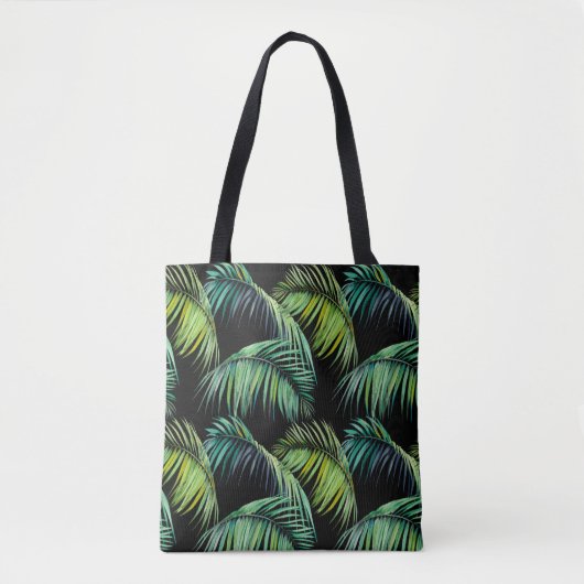 Tote Bag Motif sans couture avec feuilles de palmiers tropi (Devant)