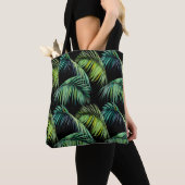 Tote Bag Motif sans couture avec feuilles de palmiers tropi (De près)