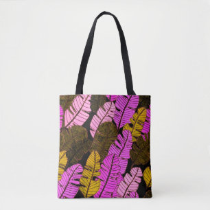 Tote Bag Motif sans couture avec feuilles tropicaux dessiné